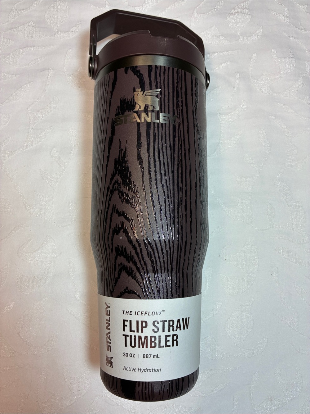 Stanley Flip Straw Tumbler in Dark Woodgrain